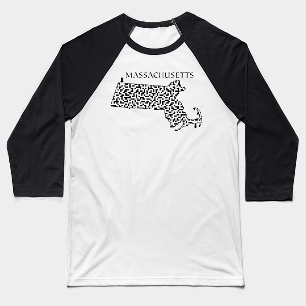 State of Massachusetts Maze Baseball T-Shirt by gorff